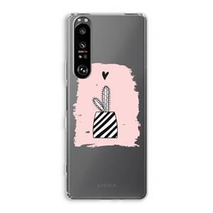 CaseCompany Zwart-wit cactus: Sony Xperia 1 III Transparant Hoesje