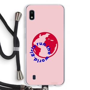 CaseCompany Run The World: Samsung Galaxy A10 Transparant Hoesje met koord