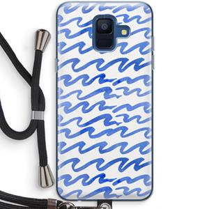 CaseCompany Blauwe golven: Samsung Galaxy A6 (2018) Transparant Hoesje met koord