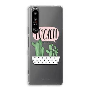 CaseCompany I love cacti: Sony Xperia 1 III Transparant Hoesje