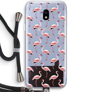 CaseCompany Flamingoprint groen: Samsung Galaxy J3 (2017) Transparant Hoesje met koord