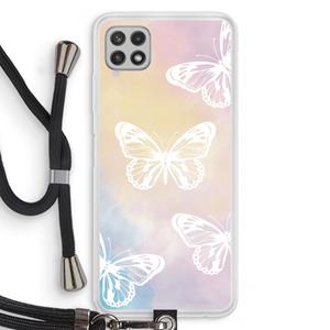 CaseCompany White butterfly: Samsung Galaxy A22 4G Transparant Hoesje met koord