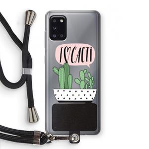 CaseCompany I love cacti: Samsung Galaxy A31 Transparant Hoesje met koord