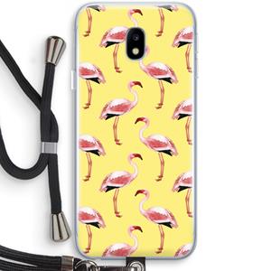 CaseCompany Flamingo's geel: Samsung Galaxy J3 (2017) Transparant Hoesje met koord