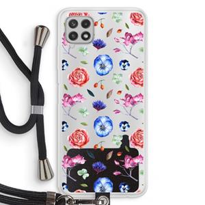 CaseCompany Bloemetjes: Samsung Galaxy A22 4G Transparant Hoesje met koord