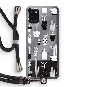 CaseCompany Cactusmotief: Samsung Galaxy A31 Transparant Hoesje met koord