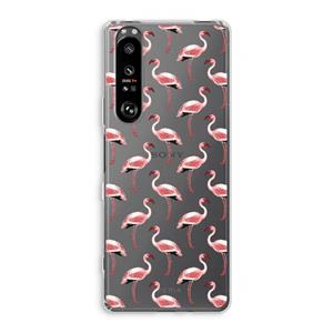 CaseCompany Flamingoprint groen: Sony Xperia 1 III Transparant Hoesje