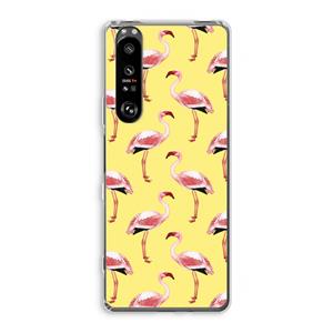 CaseCompany Flamingo's geel: Sony Xperia 1 III Transparant Hoesje