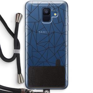 CaseCompany Geometrische lijnen zwart: Samsung Galaxy A6 (2018) Transparant Hoesje met koord