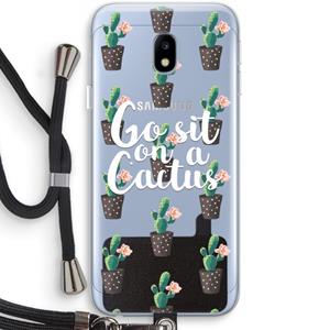 CaseCompany Cactus quote: Samsung Galaxy J3 (2017) Transparant Hoesje met koord