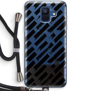 CaseCompany Zwarte vegen: Samsung Galaxy A6 (2018) Transparant Hoesje met koord