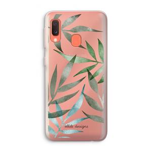 CaseCompany Tropical watercolor leaves: Samsung Galaxy A20e Transparant Hoesje