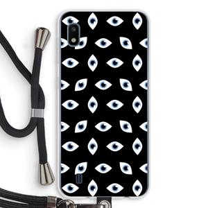 CaseCompany Eyes pattern: Samsung Galaxy A10 Transparant Hoesje met koord