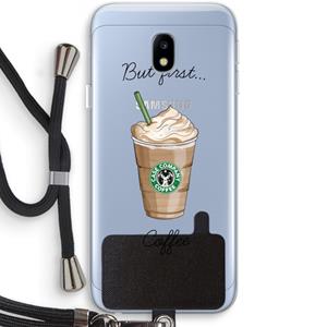 CaseCompany But first coffee: Samsung Galaxy J3 (2017) Transparant Hoesje met koord