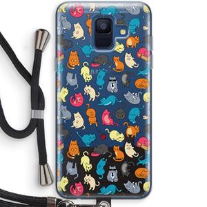 CaseCompany Kleurrijke katten: Samsung Galaxy A6 (2018) Transparant Hoesje met koord