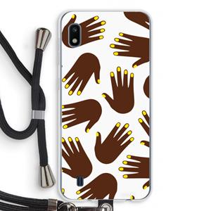 CaseCompany Hands dark: Samsung Galaxy A10 Transparant Hoesje met koord