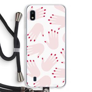 CaseCompany Hands pink: Samsung Galaxy A10 Transparant Hoesje met koord