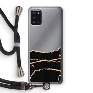 CaseCompany Gouden marmer: Samsung Galaxy A31 Transparant Hoesje met koord