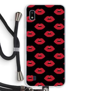 CaseCompany Lips: Samsung Galaxy A10 Transparant Hoesje met koord
