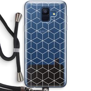 CaseCompany Zwart-witte kubussen: Samsung Galaxy A6 (2018) Transparant Hoesje met koord