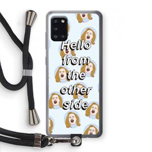 CaseCompany Hello: Samsung Galaxy A31 Transparant Hoesje met koord