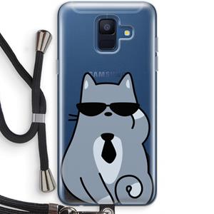 CaseCompany Cool cat: Samsung Galaxy A6 (2018) Transparant Hoesje met koord