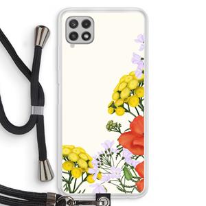 CaseCompany Wilde bloemen: Samsung Galaxy A22 4G Transparant Hoesje met koord