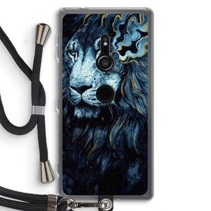 CaseCompany Darkness Lion: Sony Xperia XZ2 Transparant Hoesje met koord