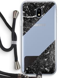 CaseCompany Zwart marmer: Samsung Galaxy J3 (2017) Transparant Hoesje met koord