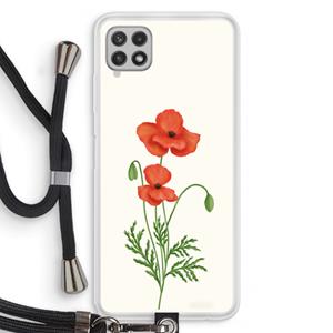 CaseCompany Red poppy: Samsung Galaxy A22 4G Transparant Hoesje met koord