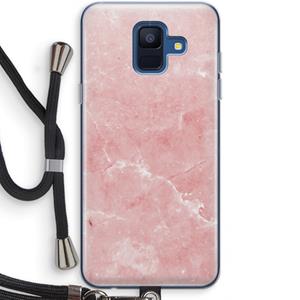 CaseCompany Roze marmer: Samsung Galaxy A6 (2018) Transparant Hoesje met koord