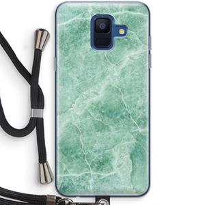CaseCompany Groen marmer: Samsung Galaxy A6 (2018) Transparant Hoesje met koord