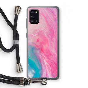 CaseCompany Roze explosie: Samsung Galaxy A31 Transparant Hoesje met koord