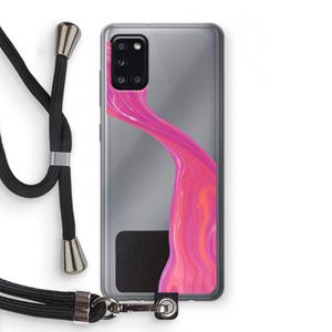 CaseCompany Paarse stroom: Samsung Galaxy A31 Transparant Hoesje met koord