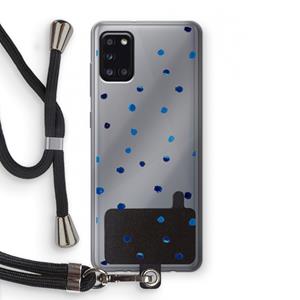CaseCompany Blauwe stippen: Samsung Galaxy A31 Transparant Hoesje met koord