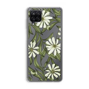 CaseCompany Wit bloemenpatroon: Samsung Galaxy A12 Transparant Hoesje
