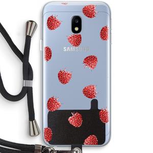 CaseCompany Framboosjes: Samsung Galaxy J3 (2017) Transparant Hoesje met koord