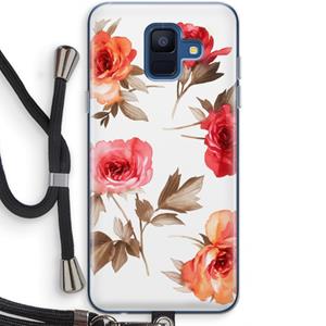 CaseCompany Roosjes: Samsung Galaxy A6 (2018) Transparant Hoesje met koord