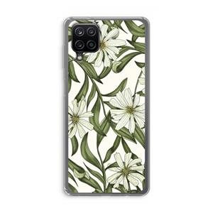 CaseCompany Wit bloemenpatroon: Samsung Galaxy A12 Transparant Hoesje