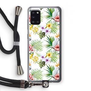 CaseCompany Gele kuif: Samsung Galaxy A31 Transparant Hoesje met koord