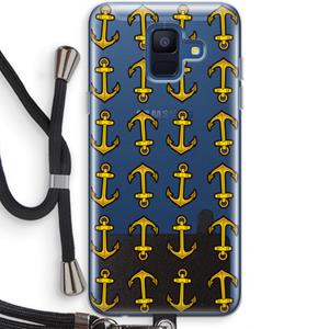 CaseCompany Musketon Anchor: Samsung Galaxy A6 (2018) Transparant Hoesje met koord
