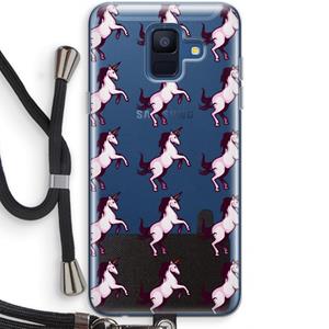 CaseCompany Musketon Unicorn: Samsung Galaxy A6 (2018) Transparant Hoesje met koord