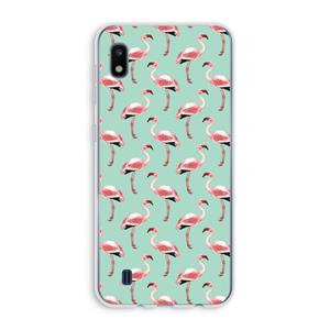 CaseCompany Flamingoprint groen: Samsung Galaxy A10 Transparant Hoesje