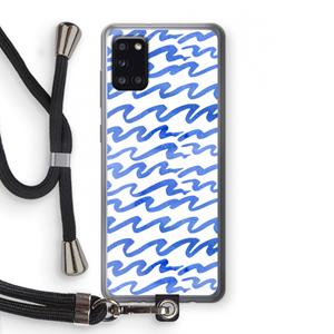 CaseCompany Blauwe golven: Samsung Galaxy A31 Transparant Hoesje met koord