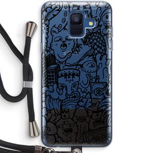 CaseCompany Vexx Black Mixtape: Samsung Galaxy A6 (2018) Transparant Hoesje met koord