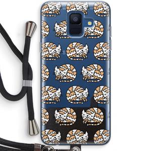 CaseCompany Slapende poes: Samsung Galaxy A6 (2018) Transparant Hoesje met koord