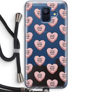CaseCompany Chicks before dicks: Samsung Galaxy A6 (2018) Transparant Hoesje met koord