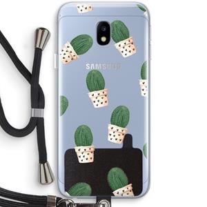 CaseCompany Cactusprint roze: Samsung Galaxy J3 (2017) Transparant Hoesje met koord
