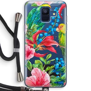CaseCompany Papegaaien: Samsung Galaxy A6 (2018) Transparant Hoesje met koord