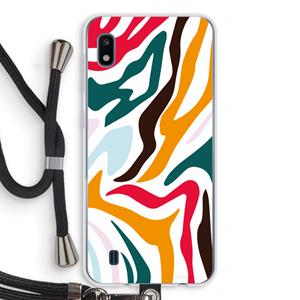 CaseCompany Colored Zebra: Samsung Galaxy A10 Transparant Hoesje met koord